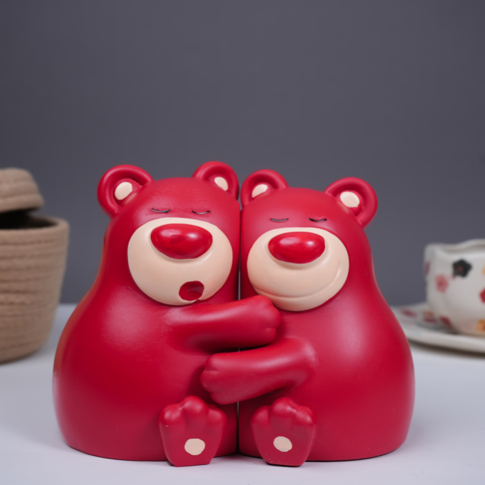 Adorable Red Bear Hug Bookends