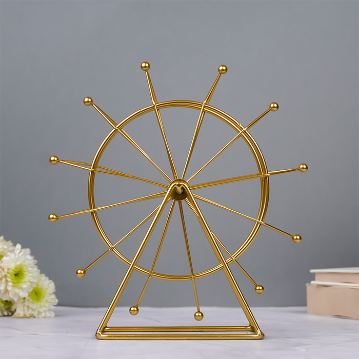 Gold Ferris Wheel Table Decor with Geometric Base