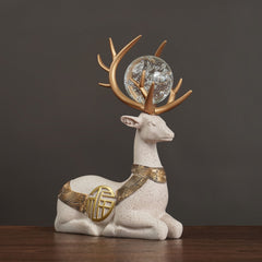 2Pcs White Modern Deer Resin Figurines for Home Décor