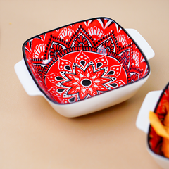 Red and White Mandala Ceramic Baking Dish