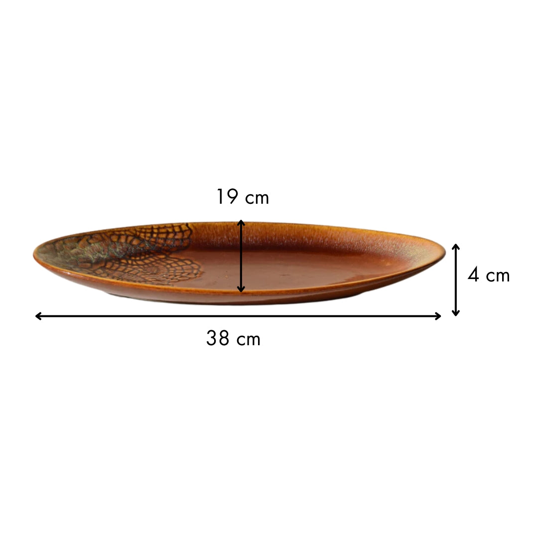 Orange Ceramic Oval Shaped Platter