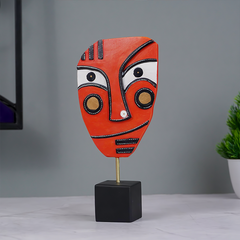 Handcrafted Red Abstract Face Sculpture