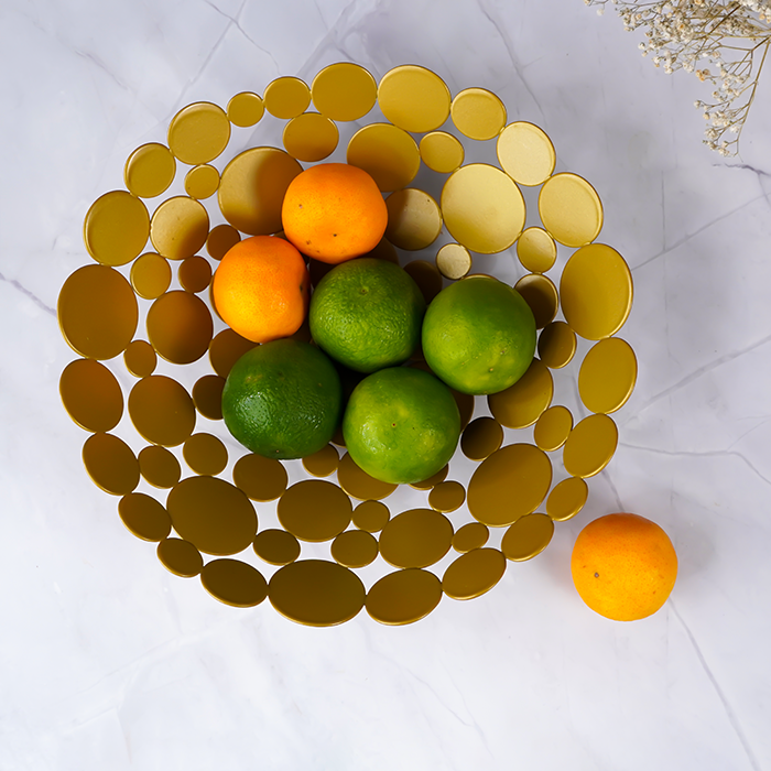 Gold Fruit Bowl with Round Discs