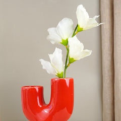 Bold Red Cactus-Inspired Vase