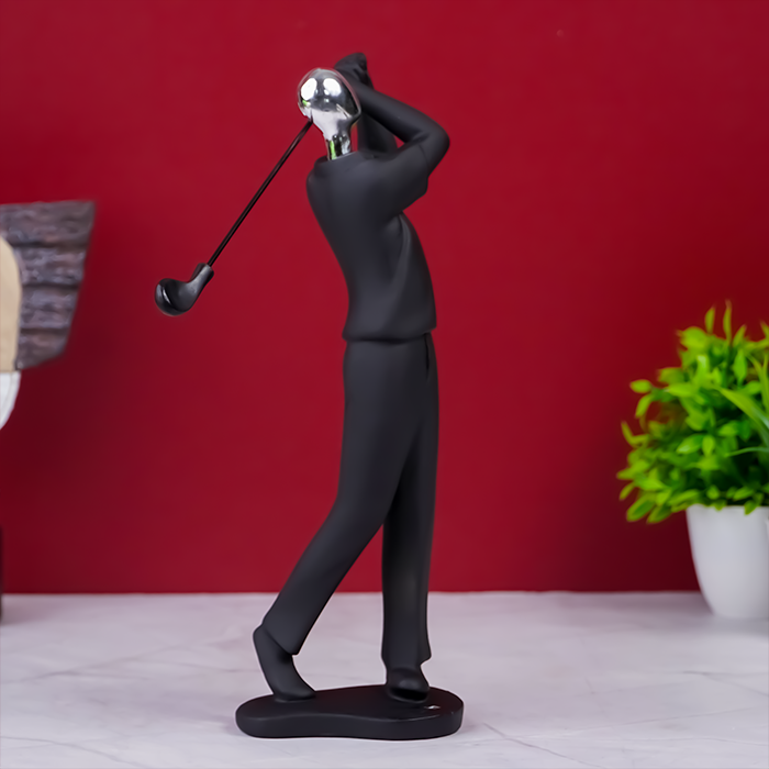 Black and Silver Golf Swing Sculpture