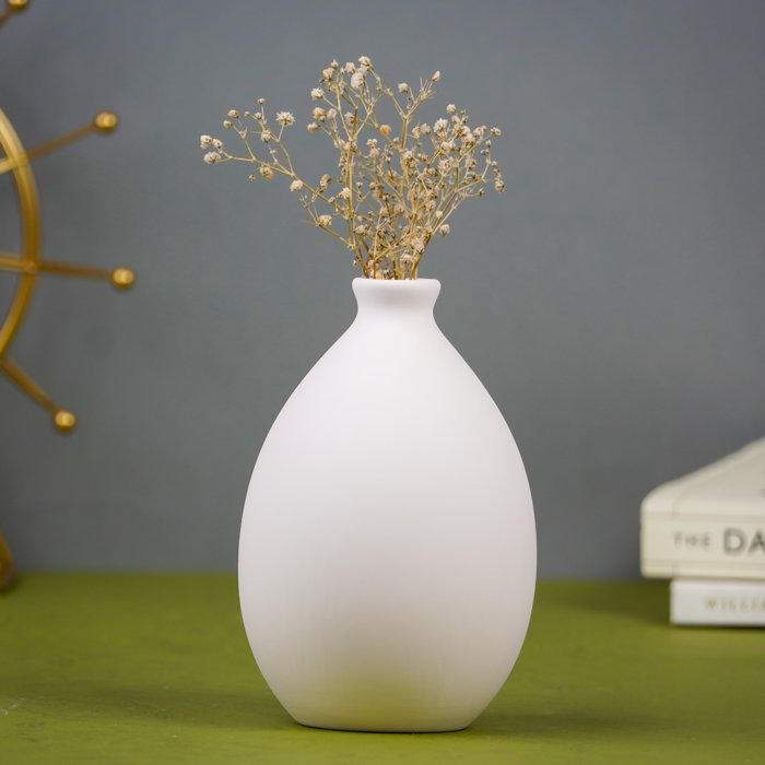 White Glass Vase with Teardrop Shape