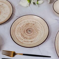 Cream Ceramic Spiral Dinnerware - Set of 18