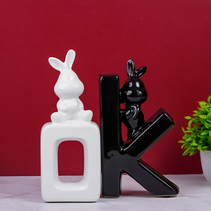 Black and White Bunny Bookends