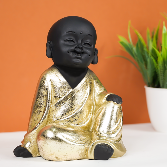 Charming Black and Gold Laughing Buddha