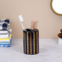 Black and Gold Striped Bathroom Set – Luxurious Ceramic Bath Accessories