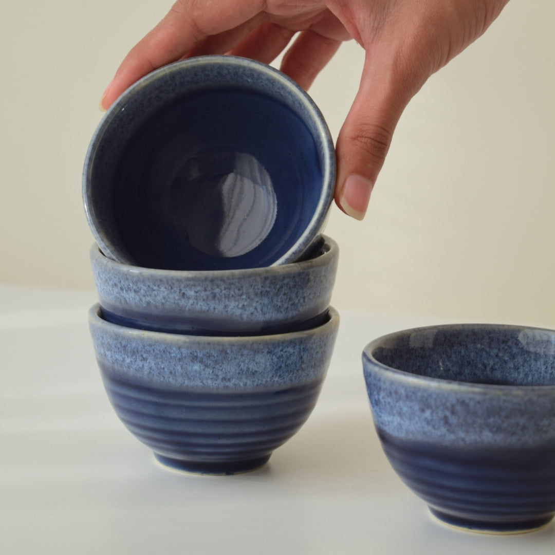 Blue Ceramic Small Bowl with Spiral Design