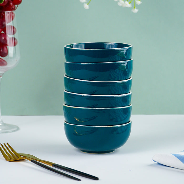 Deep Blue Ceramic Dinnerware - Set of 18