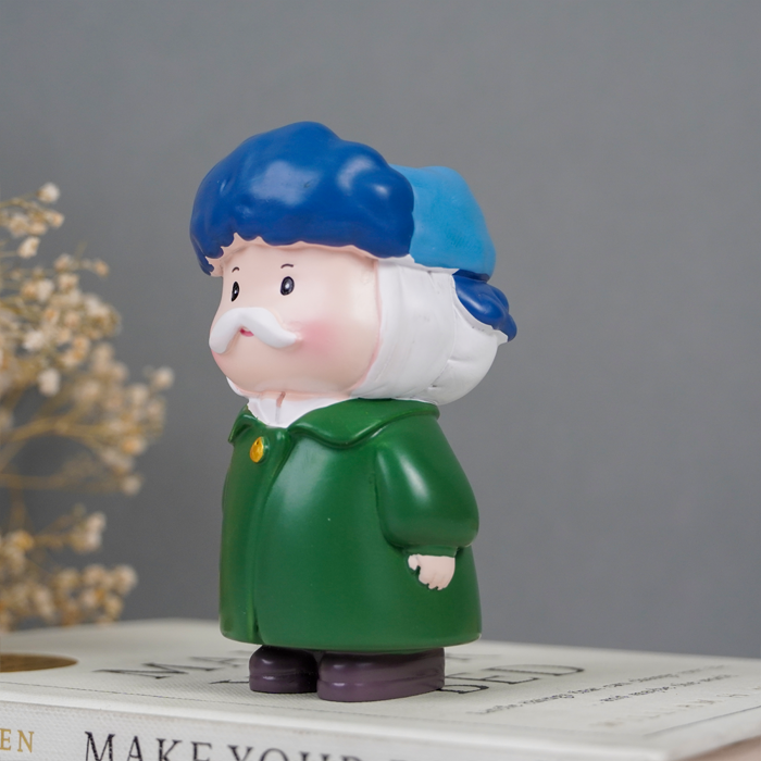 Cute Grandpa Figurine with Blue Hat and Green Coat