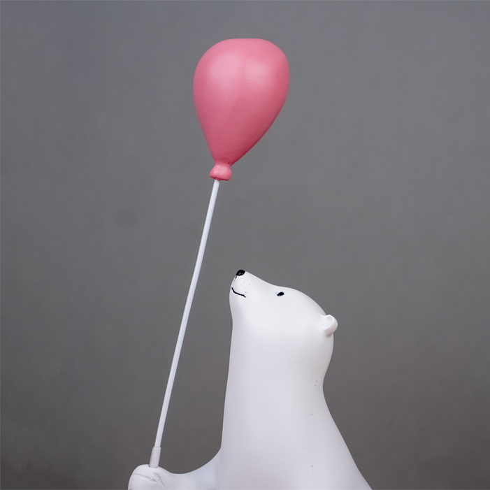 White Polar Bear Figurine with Pink Balloon