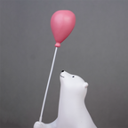 White Polar Bear Figurine with Pink Balloon
