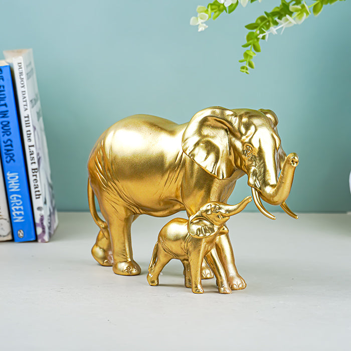 Gold Elephant and Calf Statue