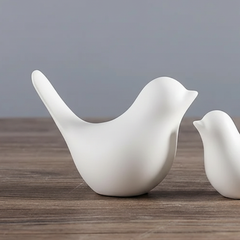 White Scandinavian Style Ceramic Bird | Set of 2