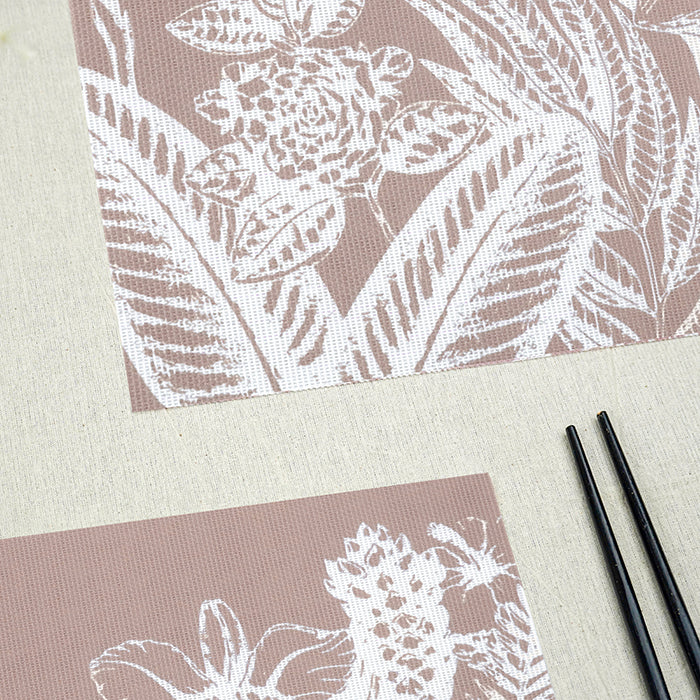 Dusty Pink Floral Table Mat with White Botanical Print