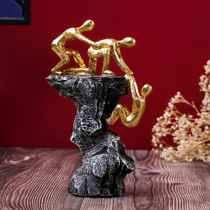 Gold-Clad Teamwork Sculpture on Granite Base