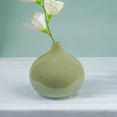 Soft Olive Green Teardrop Ceramic Vase