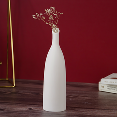 White Ceramic Vase with Narrow Neck