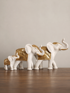 White Resin Elephant Family Figurine | Set of 3