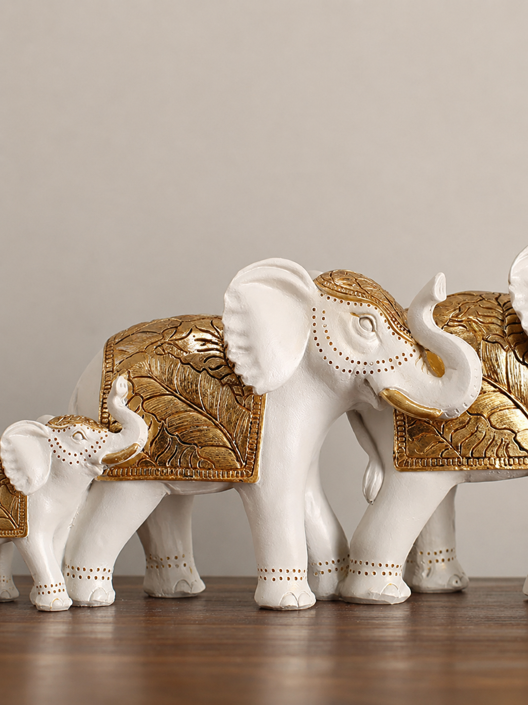 White Resin Elephant Family Figurine | Set of 3 Secondary image