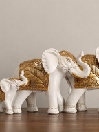 White Resin Elephant Family Figurine | Set of 3