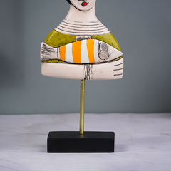 Abstract Woman Sculpture with Orange Striped Fish