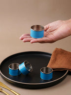 4-Piece Blue Enamel & Stainless Steel Napkin Ring Set - The Golden Theory