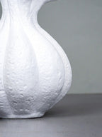 White Textured Ripple Vase with Flared Opening