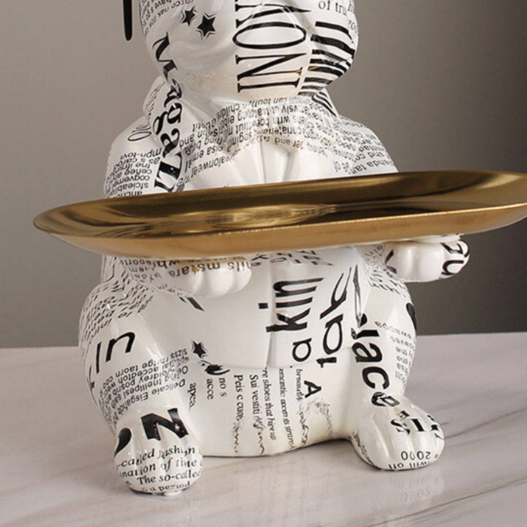 Bull Dog Statue Living Room Decor Table with Tray