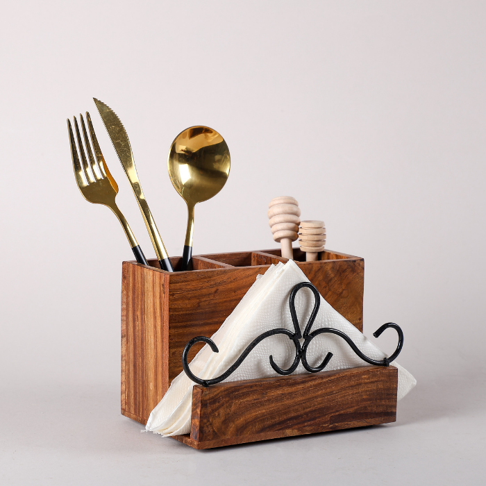 wooden cutlery stand