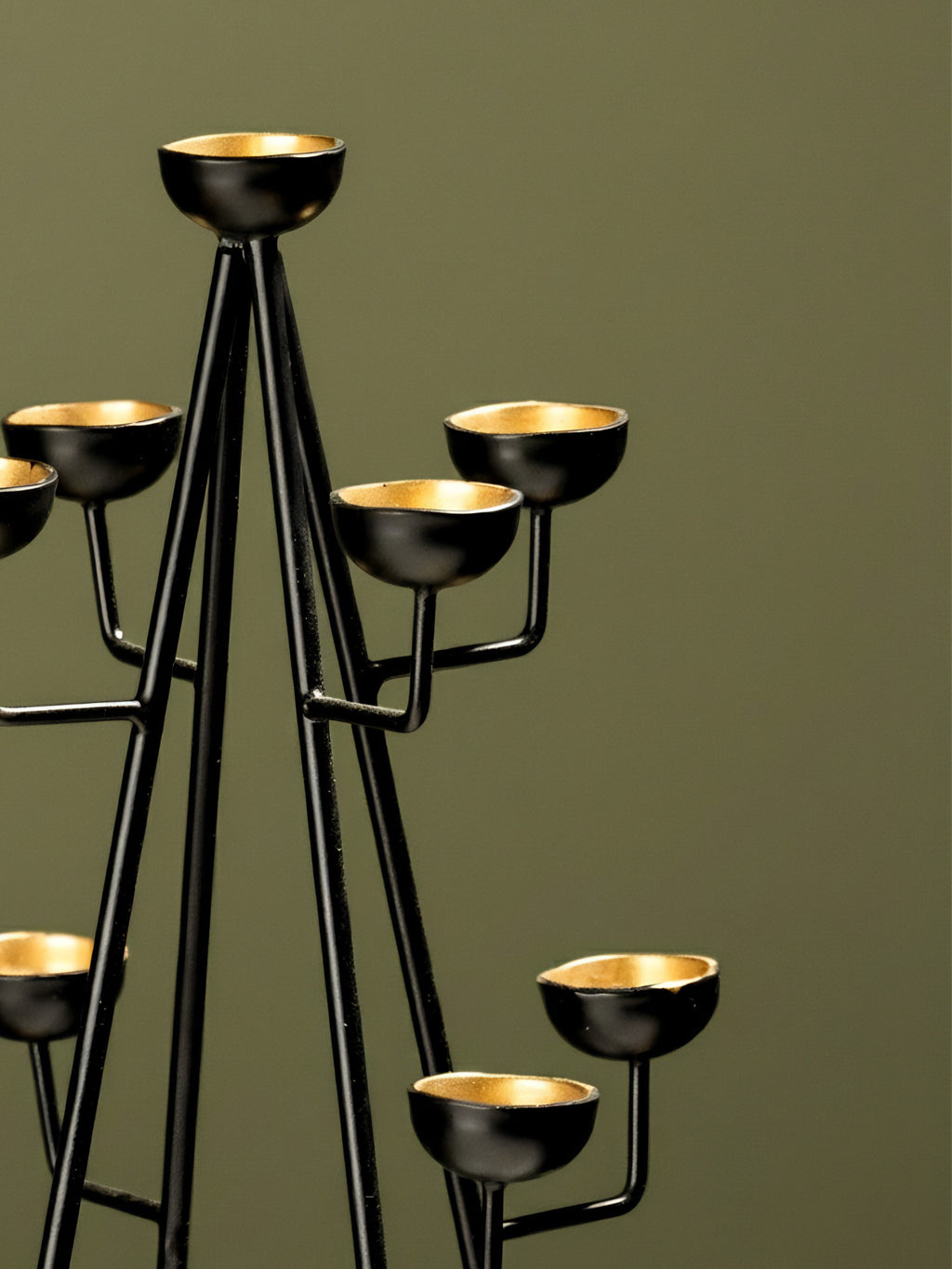 Modern Tree-Form Brass Candle Holder