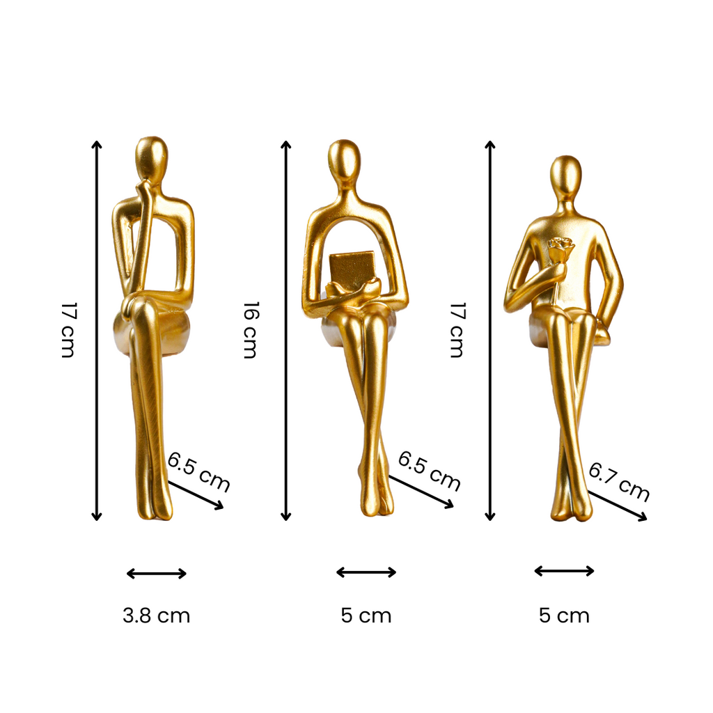 Golden Sitting Figurines | Set of 3
