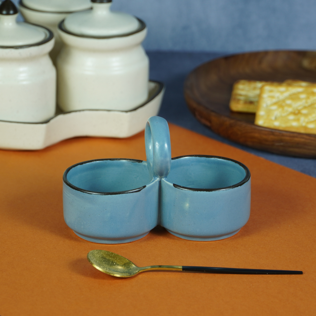 Blue Ceramic Salt and Pepper Bowl