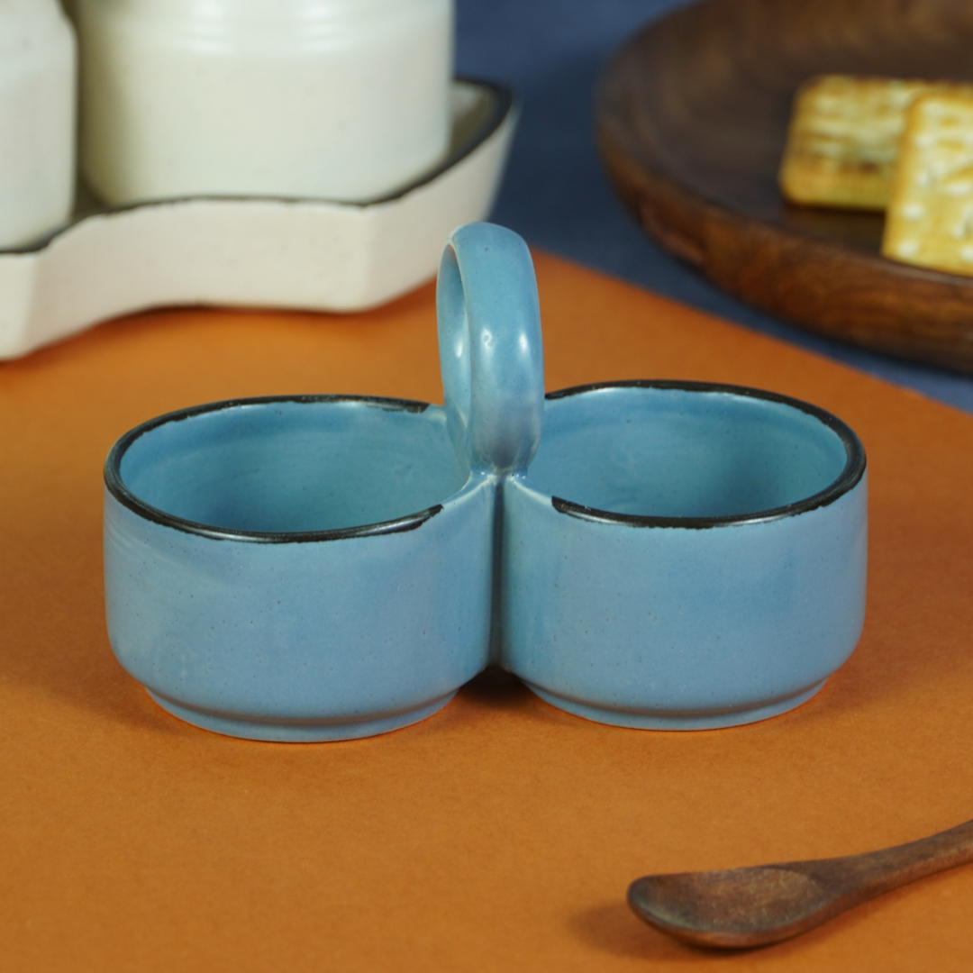 Blue Ceramic Salt and Pepper Bowl