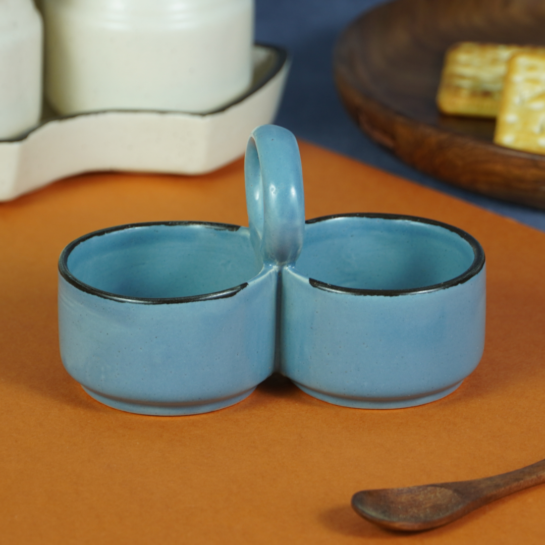 Blue Ceramic Salt and Pepper Bowl Secondary image
