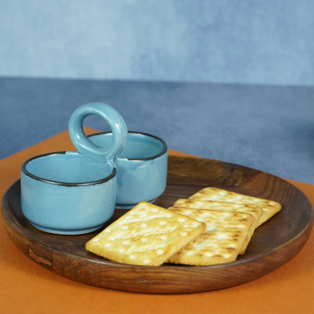 Blue Ceramic Salt and Pepper Bowl