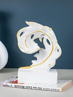 White and Gold Abstract Leaf Sculpture