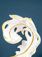 White and Gold Abstract Leaf Sculpture