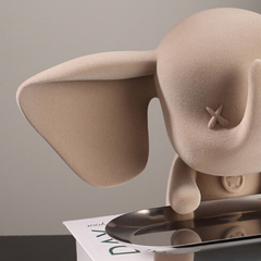 Beige Color Cute Elephant Statue with Tray