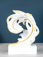 White and Gold Abstract Leaf Sculpture