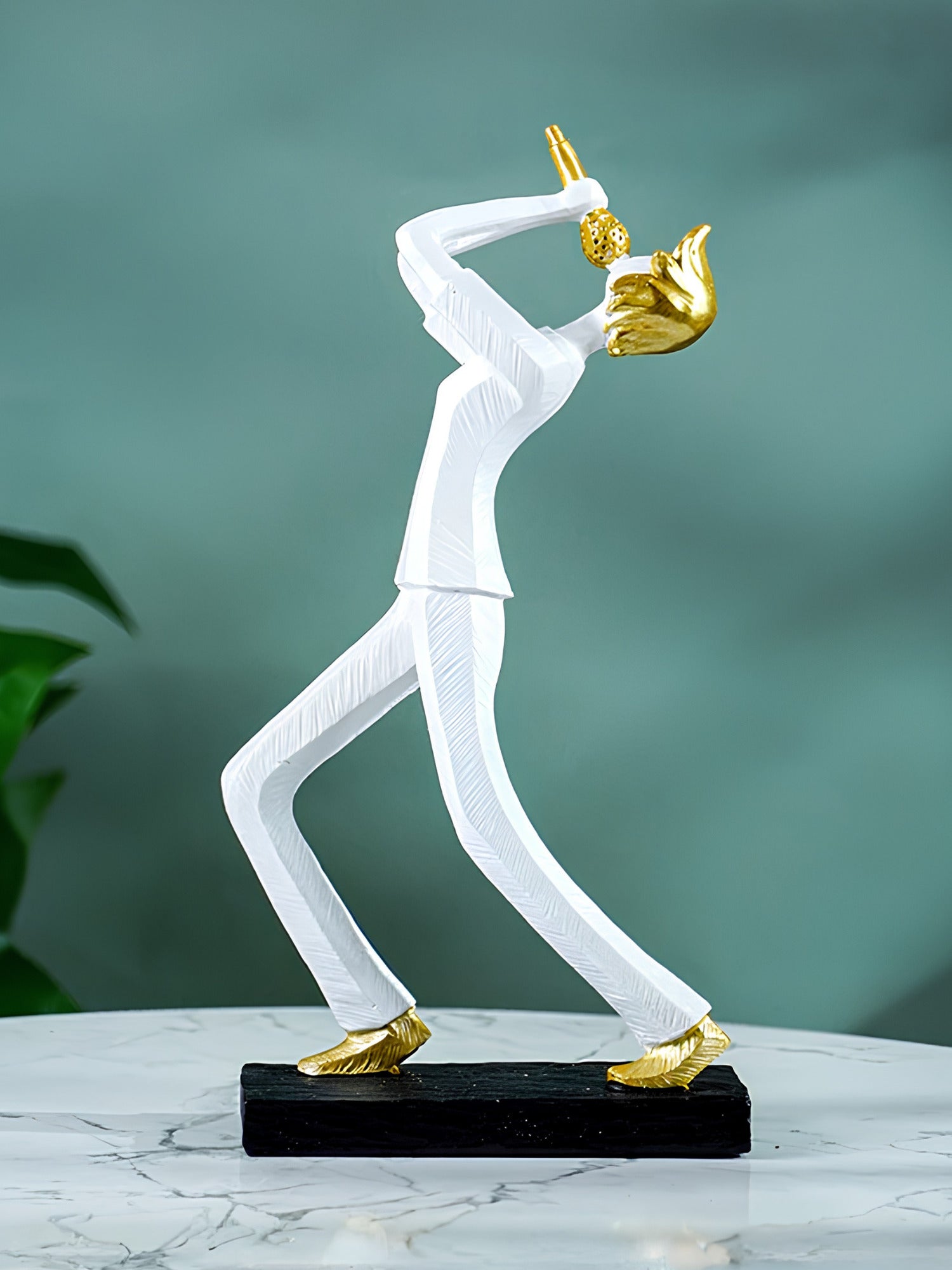 White and Gold Musician Sculpture Main image