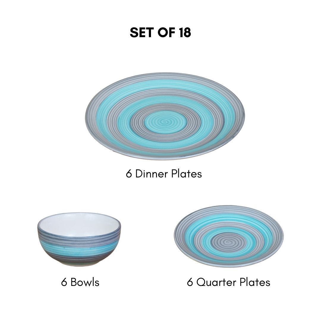 Ceramic Pastel Harmony Circles Dinner Set (Set of 18)