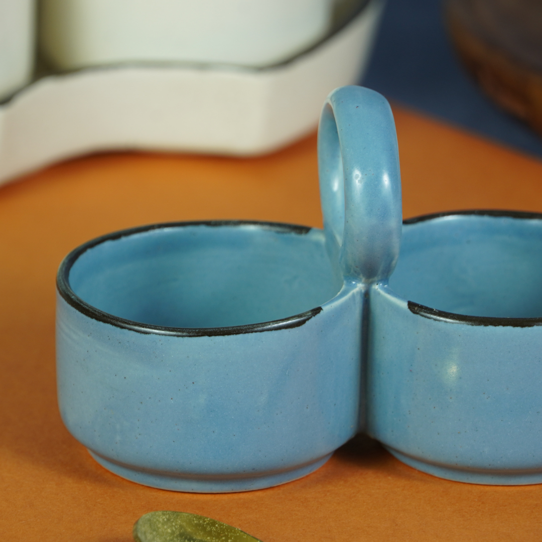 Blue Ceramic Salt and Pepper Bowl