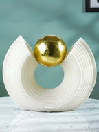 White Tiered Arch Sculpture with Gold Sphere