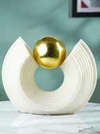 White Tiered Arch Sculpture with Gold Sphere