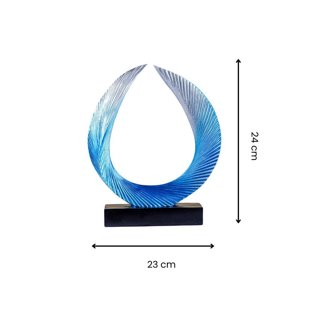 Blue and Silver Abstract Wave Sculpture