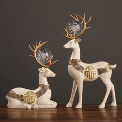 2Pcs White Modern Deer Resin Figurines for Home Décor